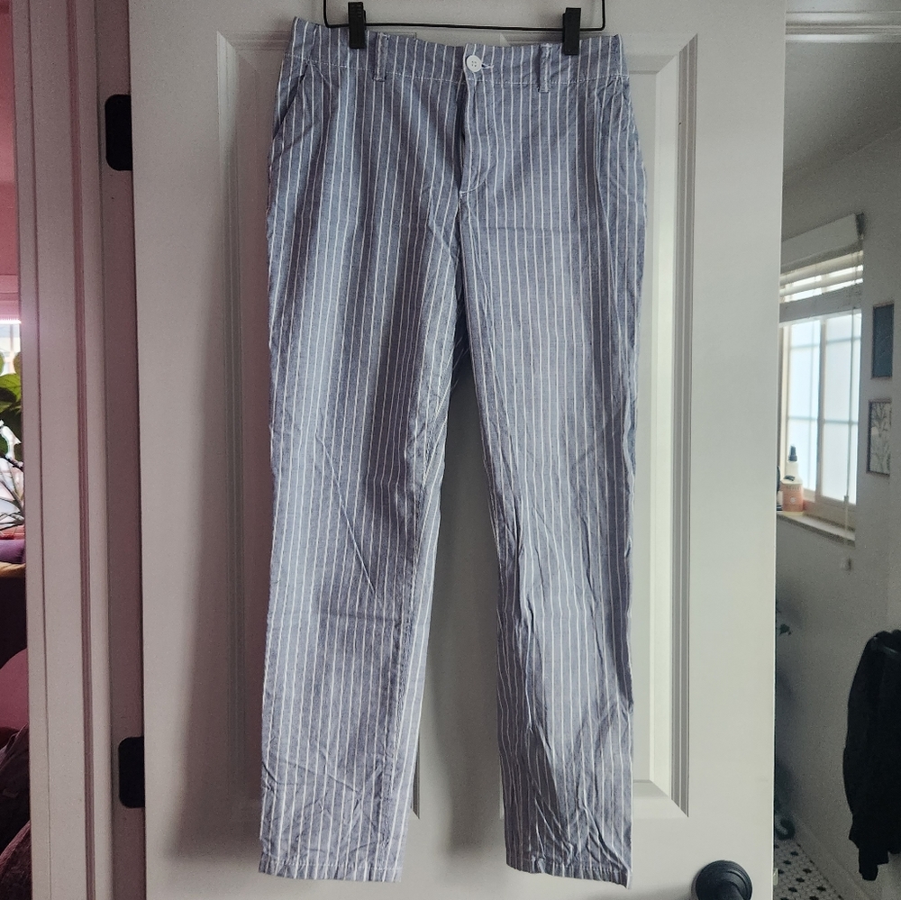 Blue Pinstripe Casual Chinos